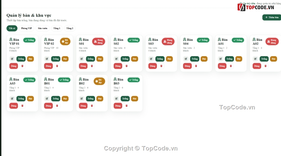Website quản lý,đơn giản,nhà hàng